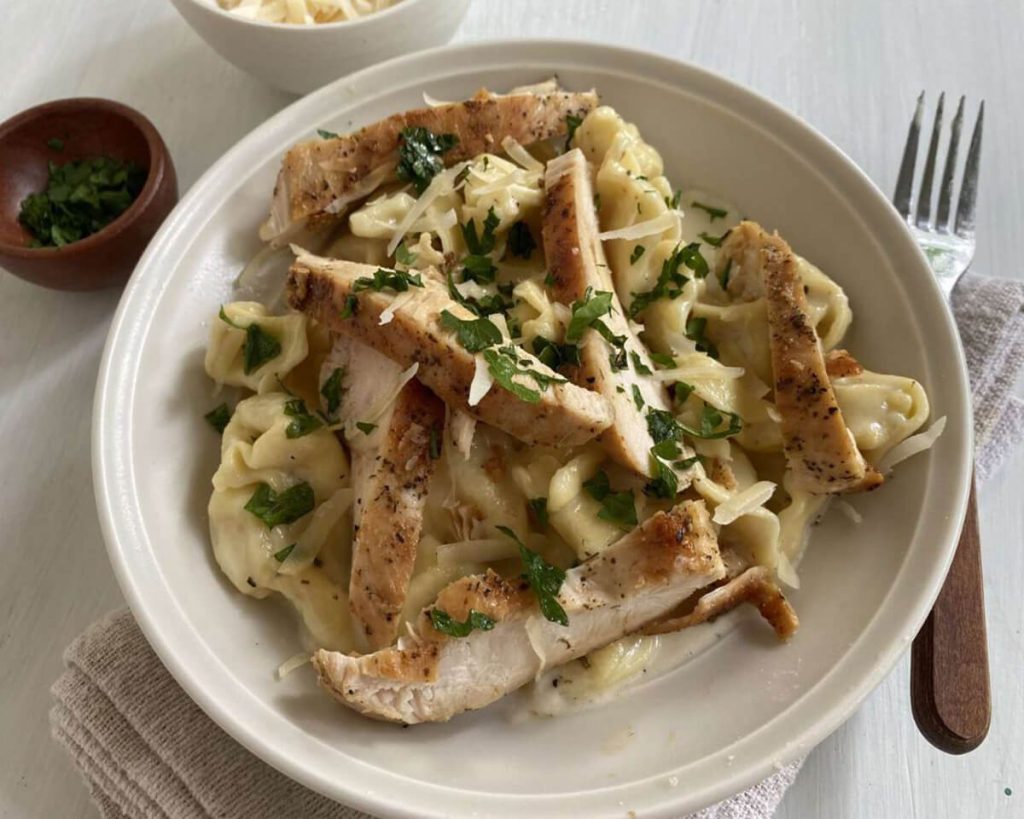 Asiago Tortellini Alfredo with Grilled Chicken