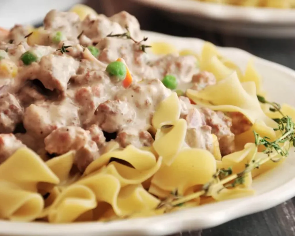 Creamy Ground Beef Stroganoff