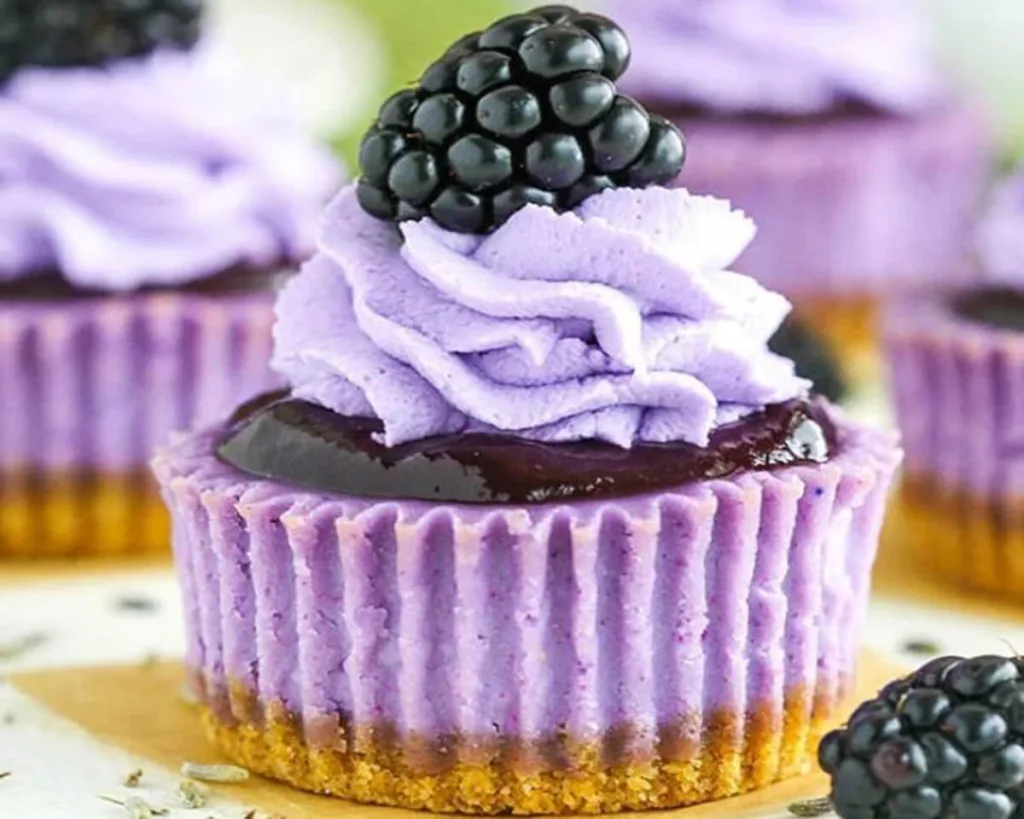 Mini Blackberry Lavender Cheesecakes