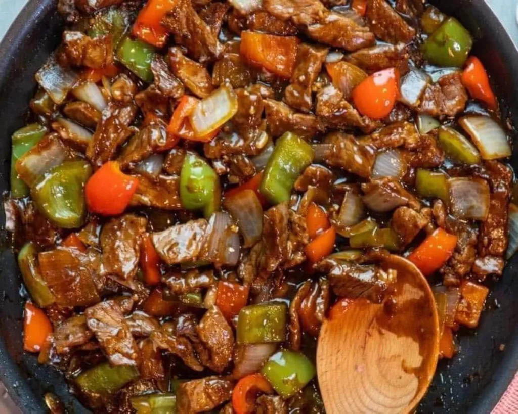 Beef and Onion Stir-Fry with Rice