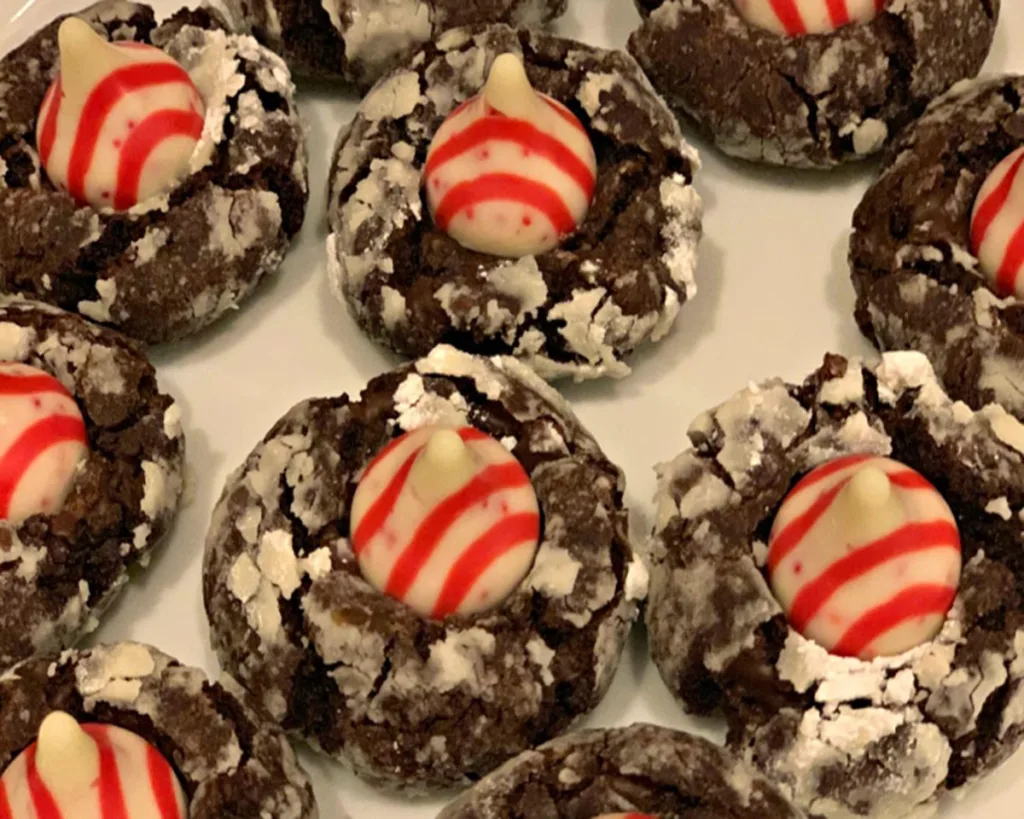 Chocolate Crinkle Candy Cane Blossoms