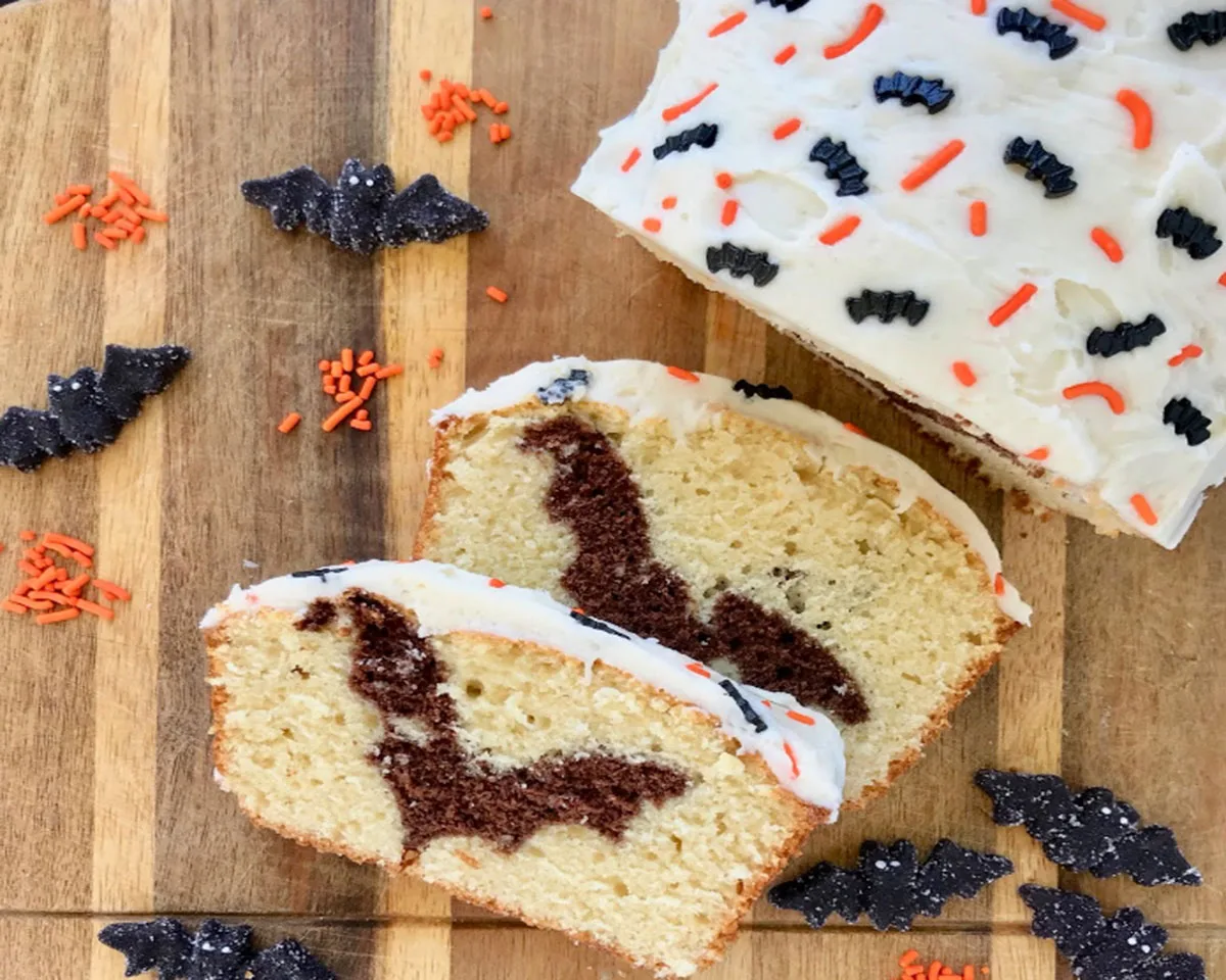 Halloween Hidden Bat Loaf Cake Recipe