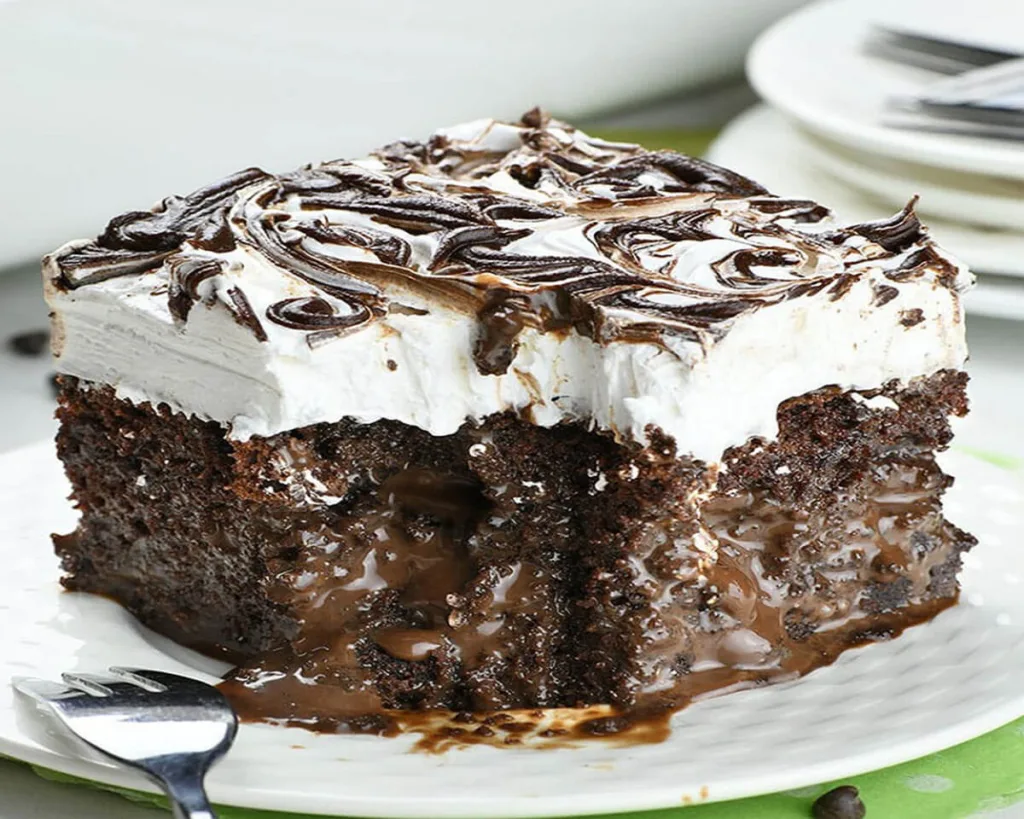 Marshmallow Chocolate Poke Cake