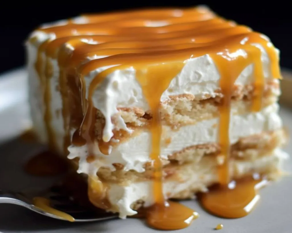 Ritz Cracker Salted Caramel Icebox Cake