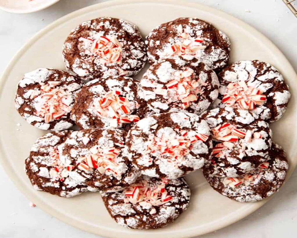 Chocolate Mint Crinkle Cookies