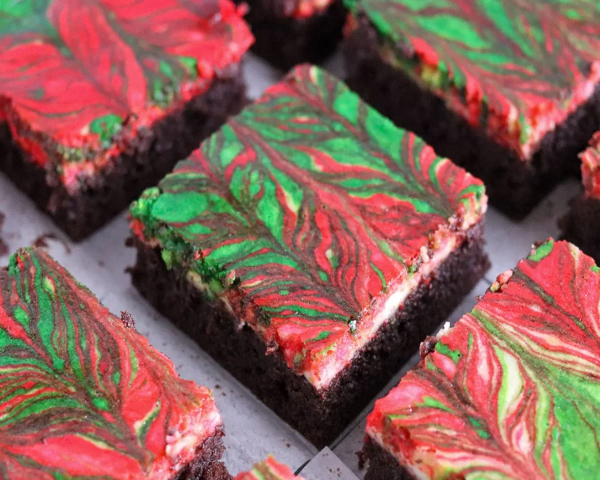 Red & Green Swirled Christmas Brownies