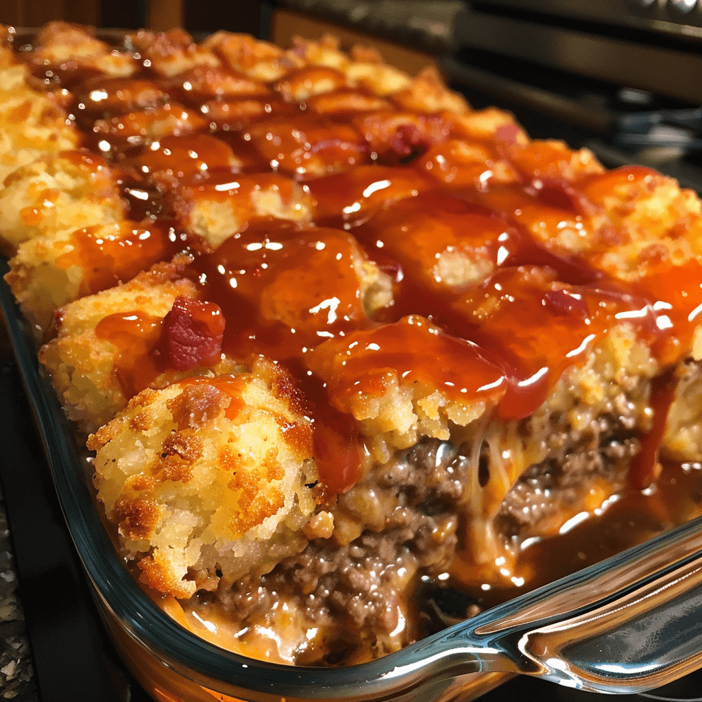 Cheesy Tater Tot Meatloaf Casserole