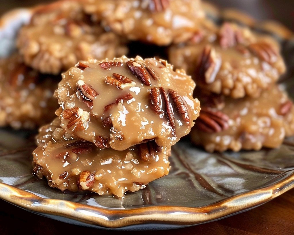 No-Bake Coconut Pecan Praline Cookies